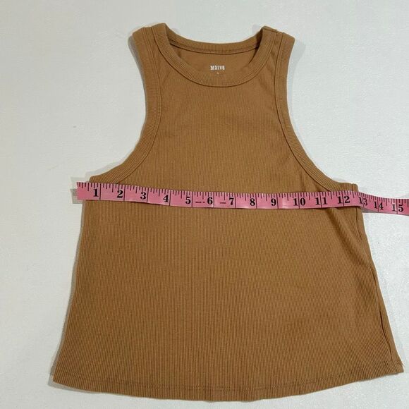 Maeve by Anthropologie Ribbed Tan Sleeveless Tank Top Size Medium - Picture 4 of 5